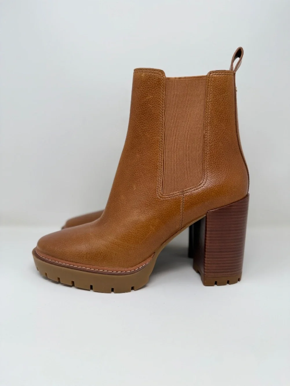 New Tory Burch Carson Lug Sole High Heel Boot Sz 10.5